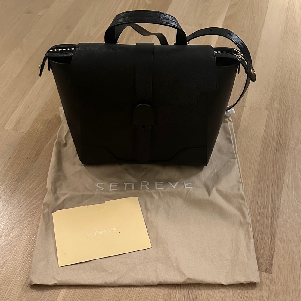 Senreve Classic Midi Maestra - Vegan Saffiano Noir w Gold